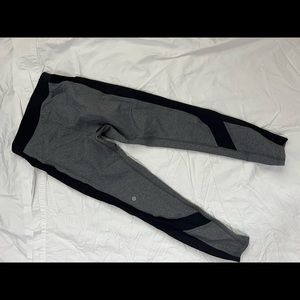 Lululemon Heathered Gray Leggings with Black Stripes